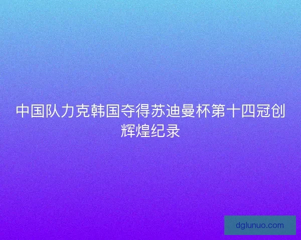 中国队力克韩国夺得苏迪曼杯第十四冠创辉煌纪录