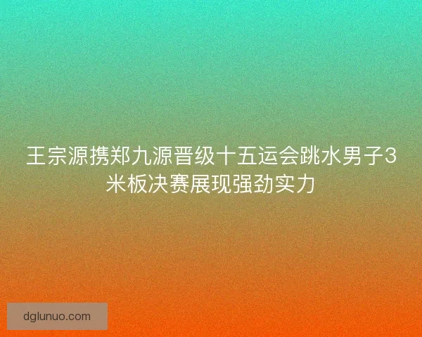 王宗源携郑九源晋级十五运会跳水男子3米板决赛展现强劲实力